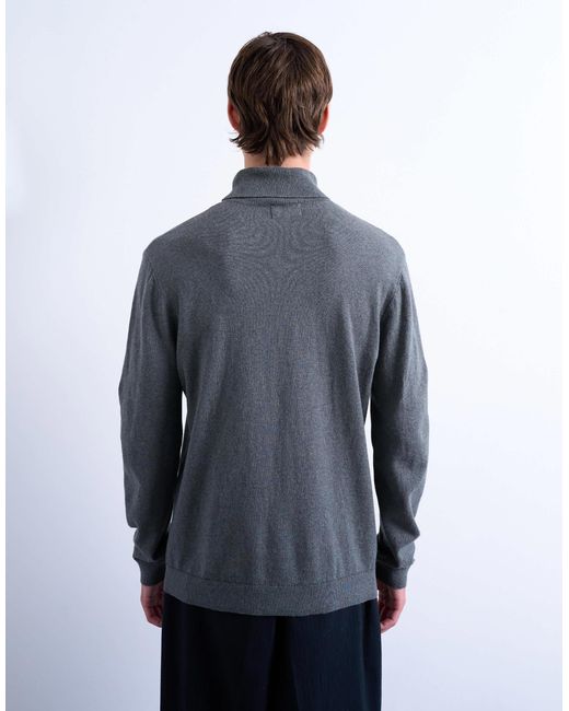Topman Blue Essential Knitted Roll Neck for men