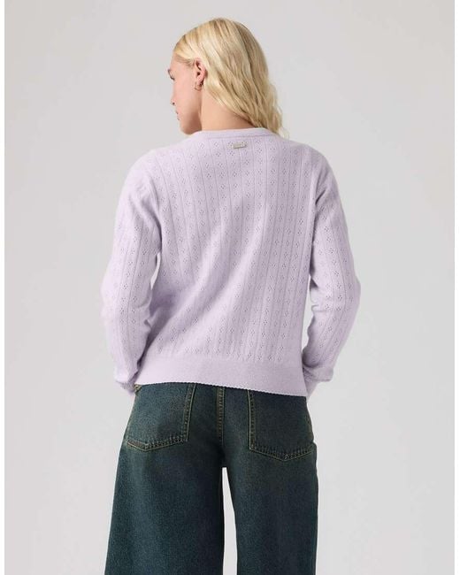 Levi's White Supersoft Pointelle Crewneck Cardigan