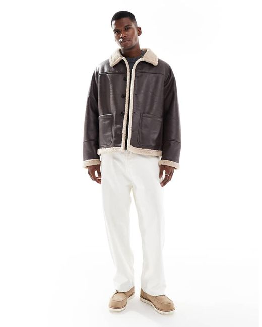 Jack & Jones Brown Faux Shearling Jacket for men