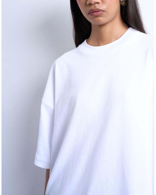 TOPSHOP White Oversized Drop Shoulder Tee