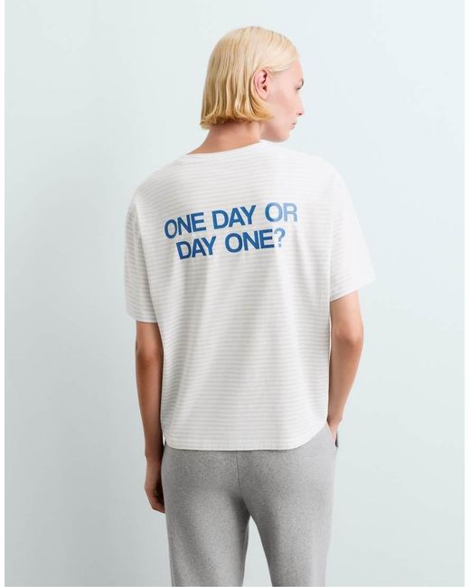 Oysho White Boxy Slogan T-Shirt
