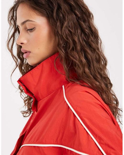 ASOS Red Techy Funnel Neck Windbreaker Jacket