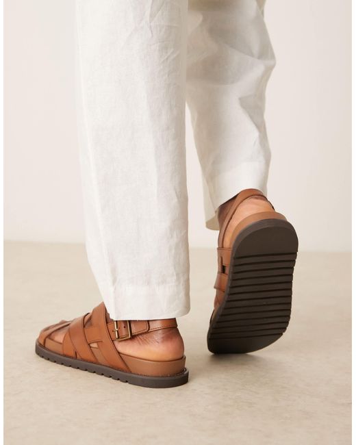ASOS Natural Cross Over Strap Sandals for men