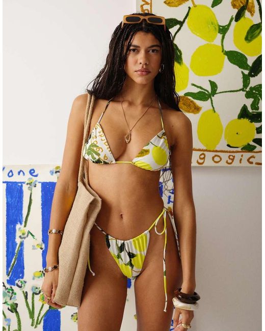 TOPSHOP White Lisbon Lemon Thong Bikini Bottom