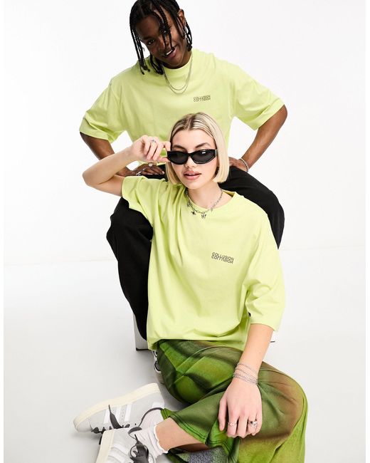 Unisex - t-shirt à logo effet miroir - vert citron Collusion en coloris Yellow