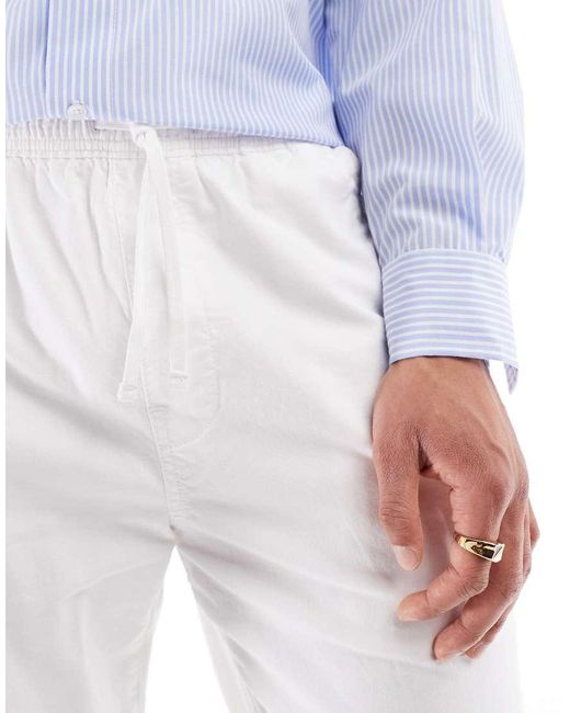 Hollister White Loose Linen Pull On Trouser for men