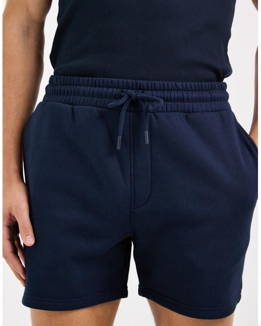 ASOS Blue Essentials Slim Fit Jersey Shorts for men