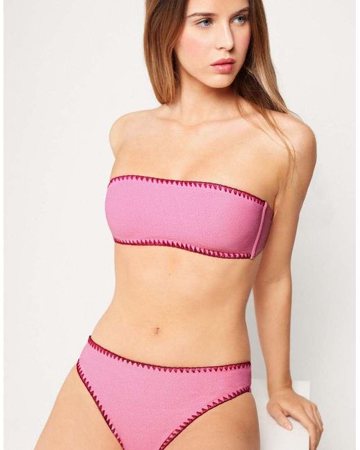 Tezenis Pink Craft Touch Padded Bandeau Bikini Top