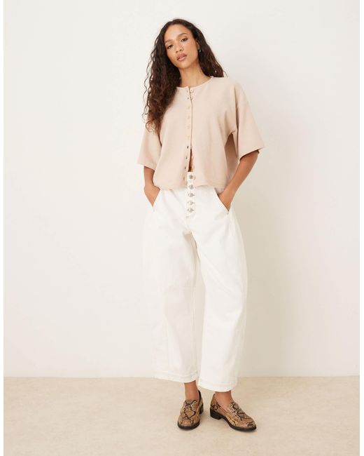 ASOS Natural Supersoft Button Through Boxy Tee