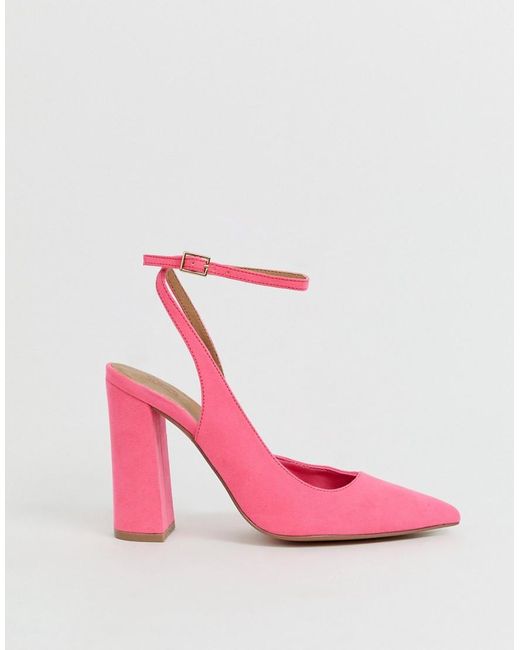 bright pink block heels