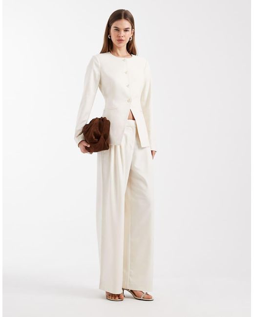 Vero Moda White Tailored Collarless Fitted Blazer Co-ord