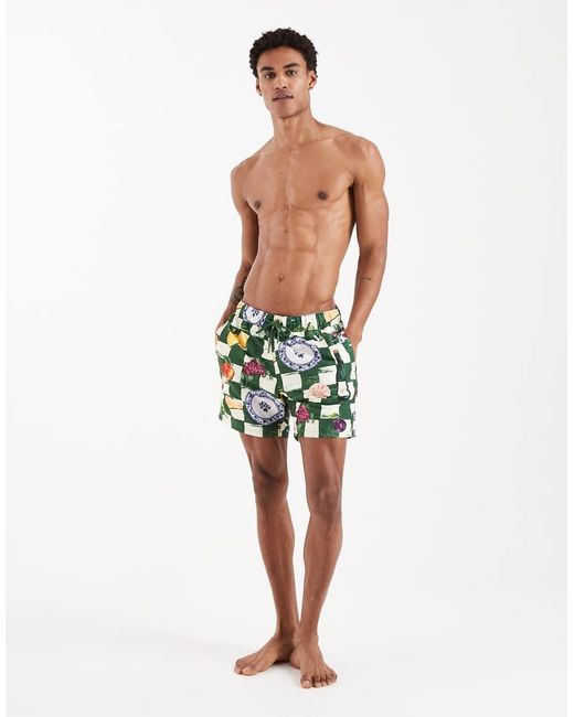 ASOS Green Mid Length Swim Shorts for men
