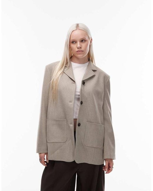 ASOS Natural Tailored High Break Point Oversized Jacket