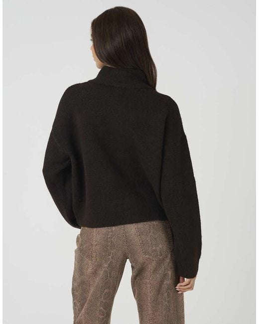 Brave Soul Black Turtle Neck Knitted Bomber Style Jacket