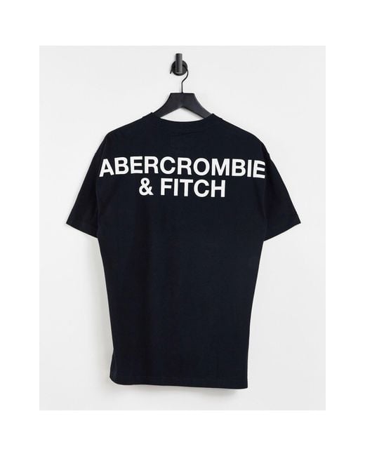 Abercrombie & Fitch Black Central Chest And Large Back Logo T-shirt for men