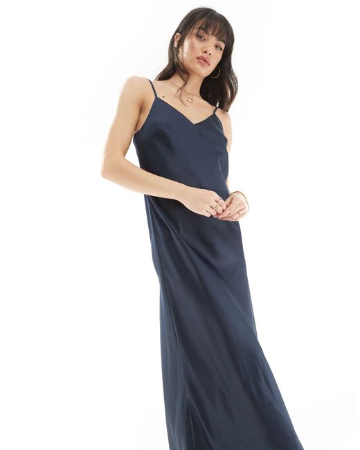 SELECTED Blue Femme Satin Slip Dress