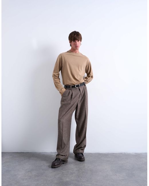 Topman Natural Long Sleeve Oversized Raglan T-shirt for men