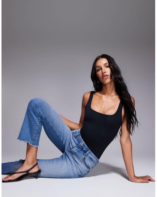 GOOD AMERICAN Blue Sculpting Modern Tank Bodysuit