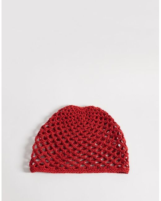 Reclaimed Vintage Red Crochet Beanie
