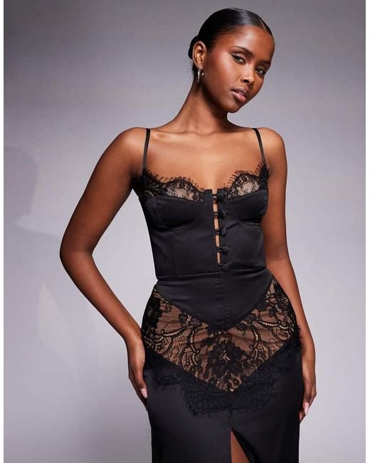 The Dolls House Black Dolce Satin Maxi Dress