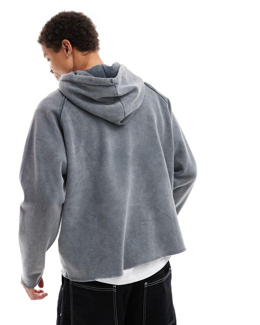 Sweat à capuche avec ourlet effet vieilli - délavé Pull&Bear pour homme en coloris Gray