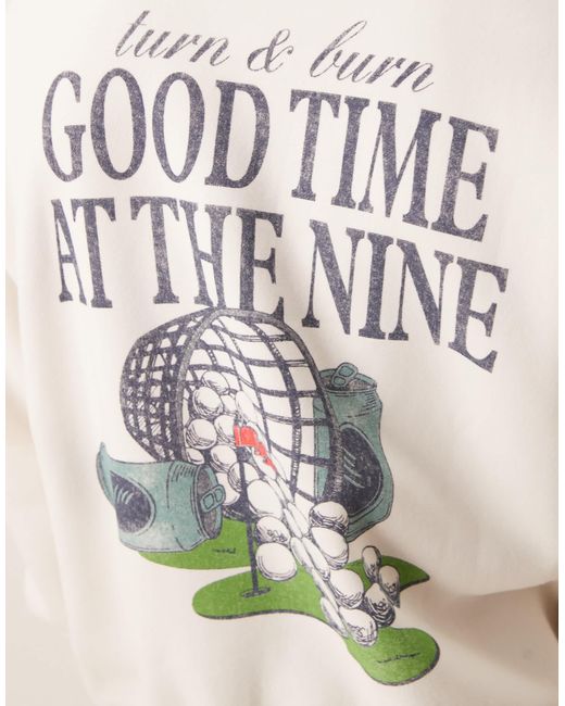 Abercrombie & Fitch White Golf Motif Back Sweat Top for men