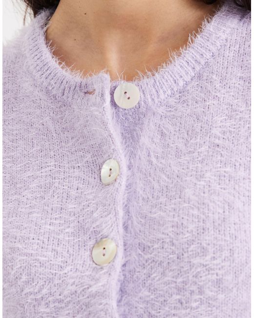 Threadbare Purple – kurzärmlige strickjacke aus flauschigem garn