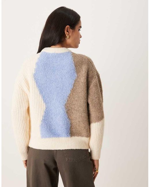 ASOS Natural Abstract Boucle Oversized Sweater