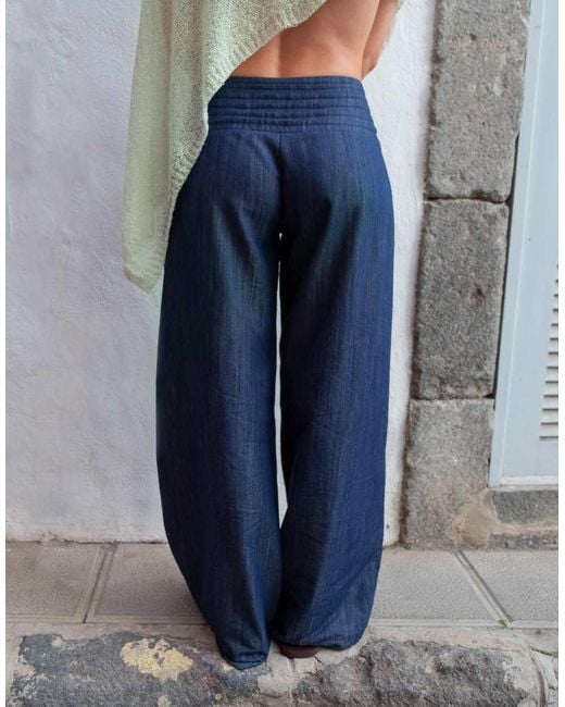 Daisy Street Blue X Emma Jean Panel Waist Straight Leg Trouser