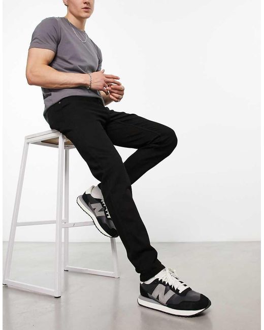 Dr. Denim Black Clark Slim Jeans for men