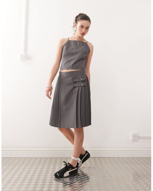 Collusion White Tailored Midi Kilt