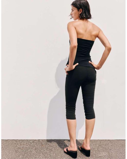 Pull&Bear Black Wide Waistband Capris
