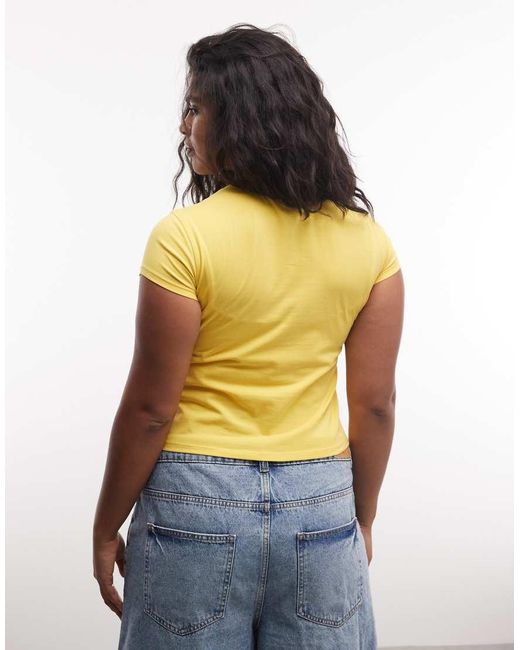 Collusion Yellow Plus Fitted Cap Sleeve T-Shirt