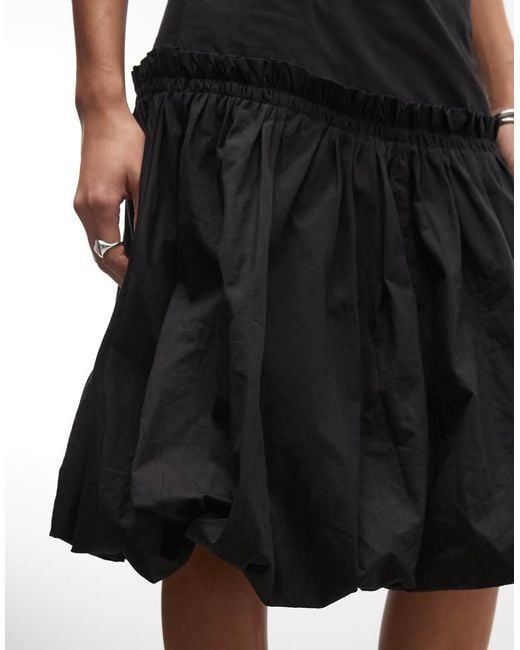 ASOS Black Drawstring Drop Waist Midi Length Bubble Skirt