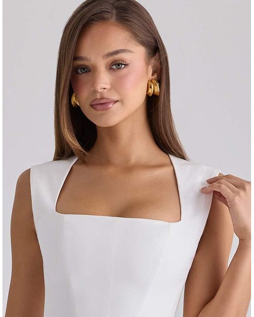 House Of Cb White Emmy Cotton Midi Sundress