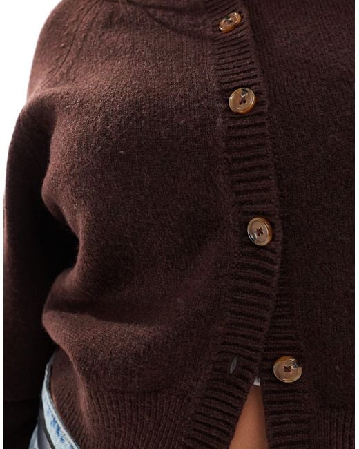 ASOS Brown Asos Design Curve Crew Neck Cardigan With Raglan Sleeve Detail