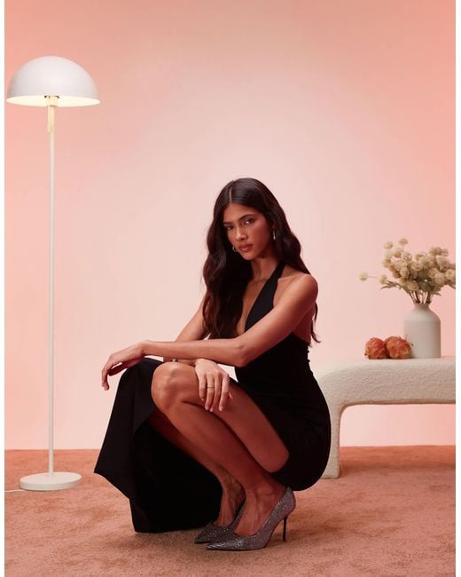 Oh Polly Pink Mei Split Halterneck Maxi Dress