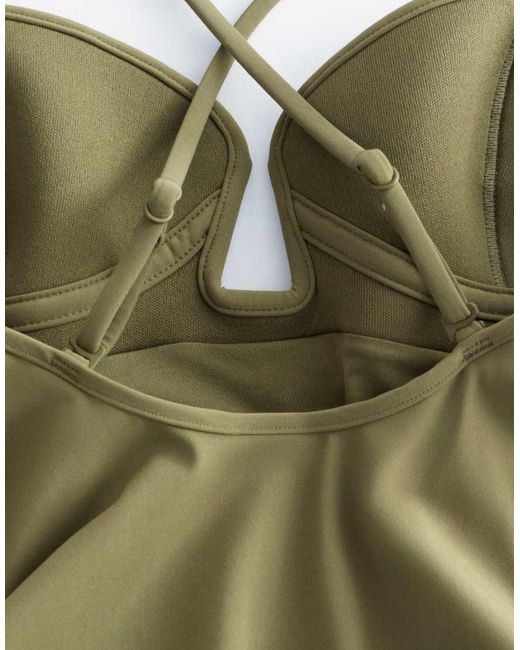 & Other Stories Green Ribbed U-front Swimsuit