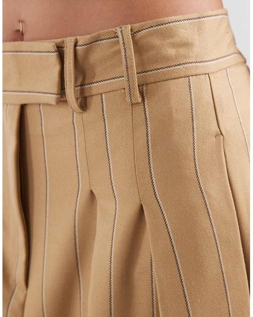 River Island Natural Pinstripe Wide Leg Trousers
