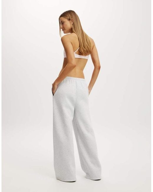 Cotton On White Plush Tie Waist Wide Leg Sweatpant