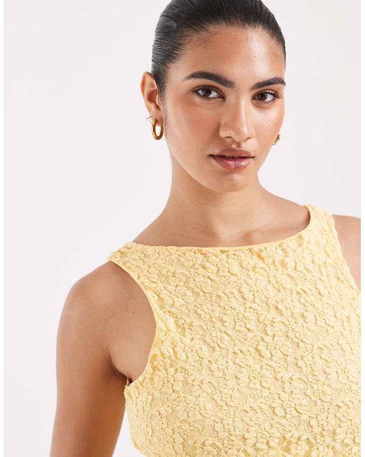 Vero Moda Natural Stretch Floral Lace Sleeveless Slash Neck Mini Dress