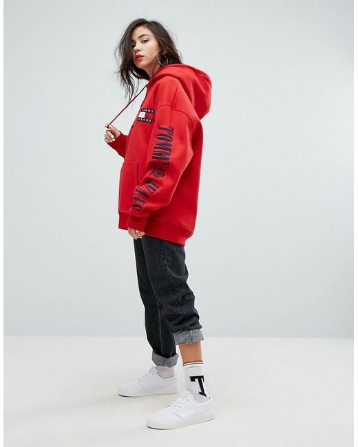 Tommy Hilfiger Tommy Jeans 90s Capsule Logo Hoodie in Red | Lyst