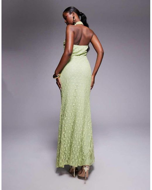 ASOS Green Halter With Cross Front Detail Maxi Dress