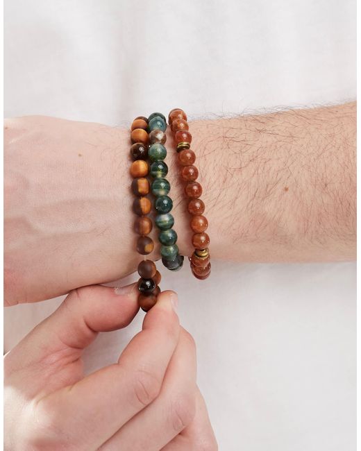 ASOS Pink Festival Beaded 3 Pack Bracelets for men