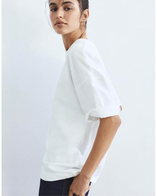 Pull&Bear White Oversize Short Sleeve T-shirt
