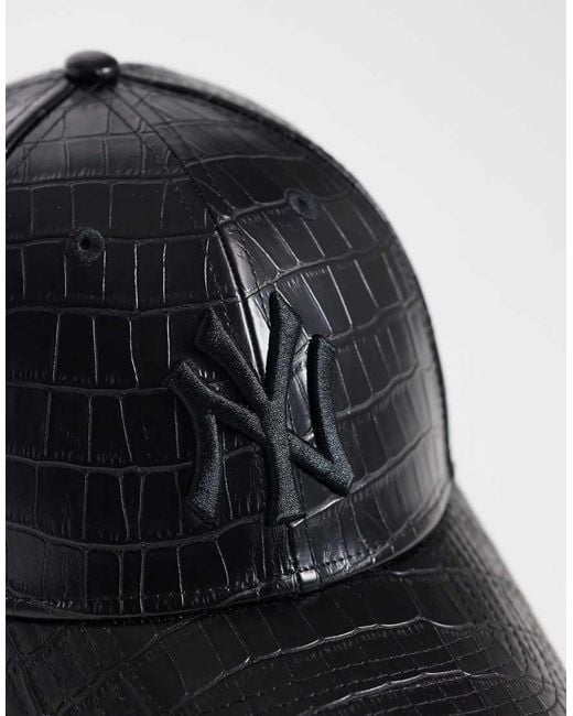 KTZ Black Ny Yankees Logo 9Forty Pu Croc Print Tonal Cap