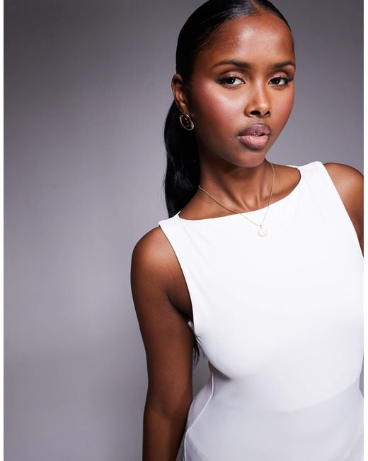 River Island White Asymmetric Neck Detail Jersey Top