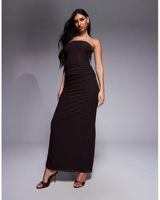Forever New Blue Bandeau Draped Detail Maxi Dress