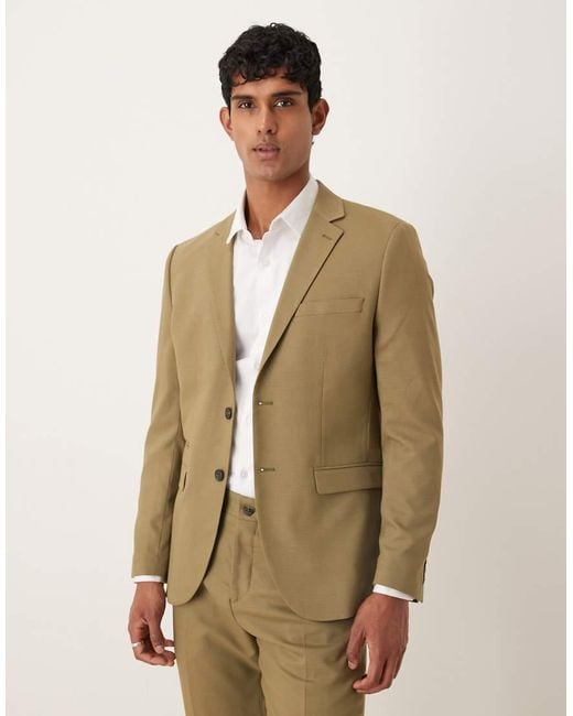 SELECTED Slim-Fit Blazer Van Wolmix in het Natural voor heren