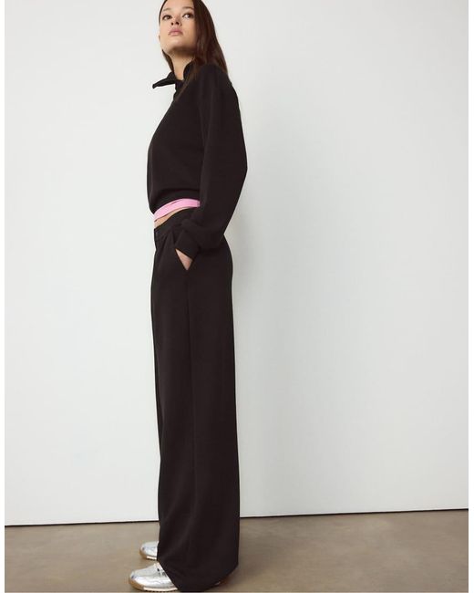 Stradivarius Black Soft-touch Darted Trousers